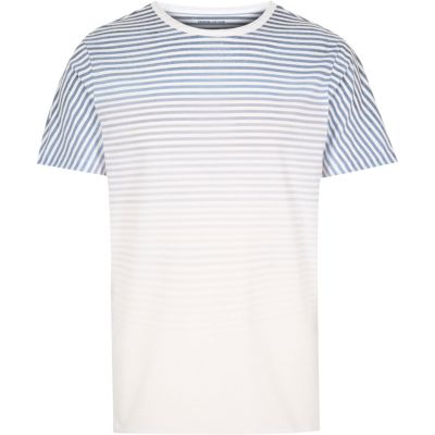 White faded stripe print t-shirt